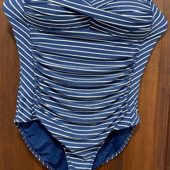 Niptuck women’s Riviera strip,Denim Joanne Tommy control size 8 swimsuit. - Picture 3 of 7